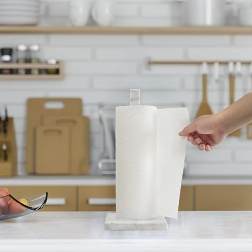 Marble King White Square Marble Paper Towel Holder – Heavy-Duty Roll Stand with Non-Slip Base for Bathrooms, Kitchen Countertops & Cabinets – Robust 100% Marble Design, Not Made of Steel or Plastic - Image 5