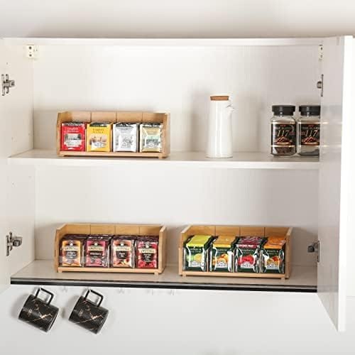 Bamboo Tea Bag Organizer Storage Holder for Tea Bags Stackable Wooden 3 Layer Tea Caddy Box Containers Tea Packet Rack Teabag Shelf Tea Station Stand for Cabinet Countertop Office(Patented Design) - Image 7