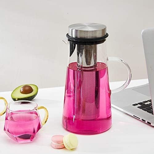 Karafu Glass Pitcher with Lid & Infuser, 60 Oz Thicker Carafe with Stainless Steel Infuser & High Heat Resistance, Glass Jug for Fridge, Hot/Cold Water, Infused Fruit Tea & Juice Beverage - Image 9