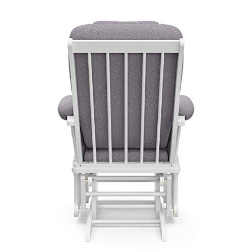 STORKCRAFT Tuscany Custom Glider and Ottoman with Free Lumbar Pillow, White/Slate Gray Swirl - Image 11