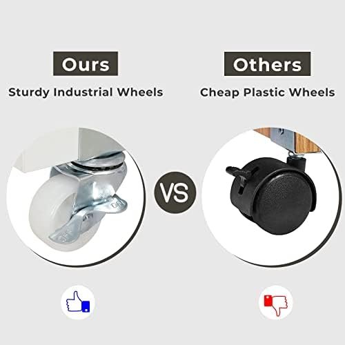 Tiptiper Folding Dining, Versatile Dinner Table with 6 Wheels and 2 Storage Racks, Space Saving Kitchen, Dining Room Table, 31.5 in x 51.2 in x 28.4 in, Pear Wood Color and White - Image 5