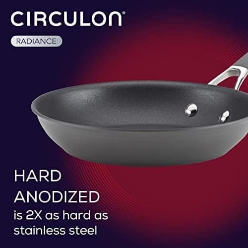 Circulon Radiance Hard Anodized Nonstick Frying / Fry Pan Set / Skillet Set - 8.5 Inch, 10 Inch, and 12.25 Inch , Gray - Image 4