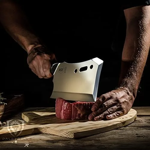 Dalstrong Obliterator Meat Cleaver - 9 inch - Gladiator Series R - Wood Stand and Sheath - Razor Sharp Massive Heavy Duty - 3lbs 6mm Thickness - 7CR17MOV Steel Kitchen - G10 Handle - Image 9