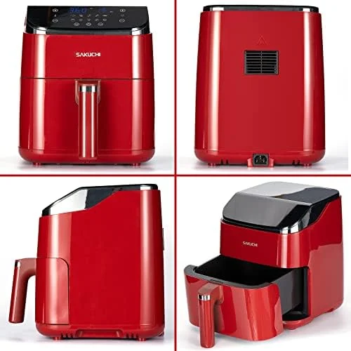 Sakuchi Air Fryer Large 5.8 Quart Air Fryers 10-in-1 Digital Air Fryer Oven Cooker with 10 Preset Cooking Programs, LED Touch Screen, Non-Stick Tray Basket, Auto Shut-Off, Pot Dishwasher Safe, 1500W (Red) - Image 9