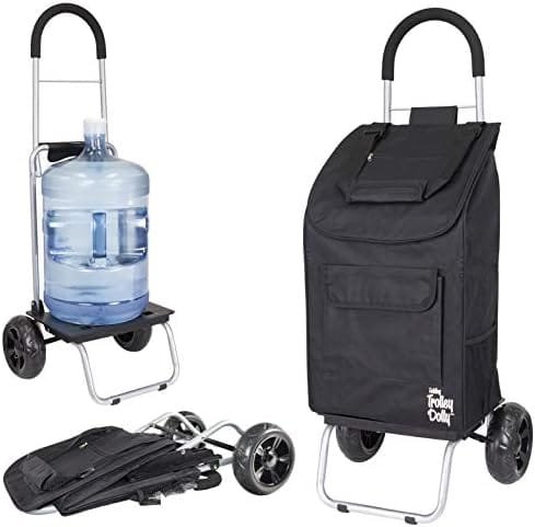 dbest products Trolley Dolly Black Foldable Shopping cart for Groceries with Wheels and Removable Bag and Rolling Personal Handtruck Standard - Image 2