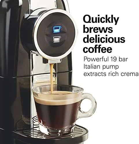 Hamilton Beach Espresso Machine, Compatible with Nespresso Pods, Single Serve Coffee Maker, Powerful Italian 19 Bar Pump, 22 oz. Water Reservoir, Custom Cup Size, Holds 13 Capsules, Black (40726) - Image 5