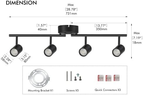 CLOUDY BAY 4-Light Smart WiFi LED Track Lighting Kit,Track Light Heads Compatible with Alexa Google Home,RGBCW Color Changing,No Hub Required, 30W 2700K-5000K, CRI 90+, 2400LM, Black - Image 7