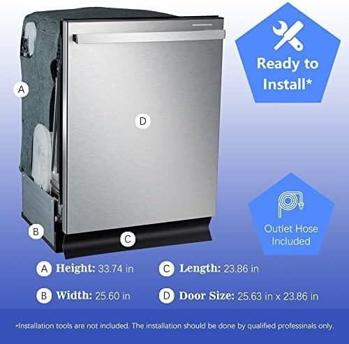 Dishwasher, Kalamera 24 inch Built in Dishwacher with 14 Place Settings, 6 Wash Cycles and 4 Temperature Option, Energy Save with Low Water Consumption and Quiet Operation - Stainless Steel - Image 3