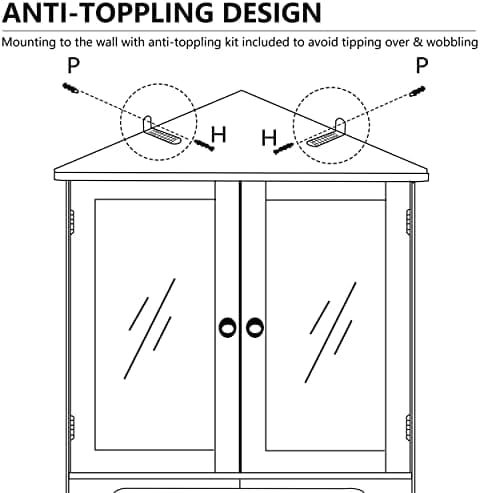 MUPATER Tall Corner Cabinet with Doors and Shelves, 71'' Free Standing Corner Hutch Cabinet Storage for Living Room, Bathroom, Kitchen and Bedroom with Countertop, White - Image 7