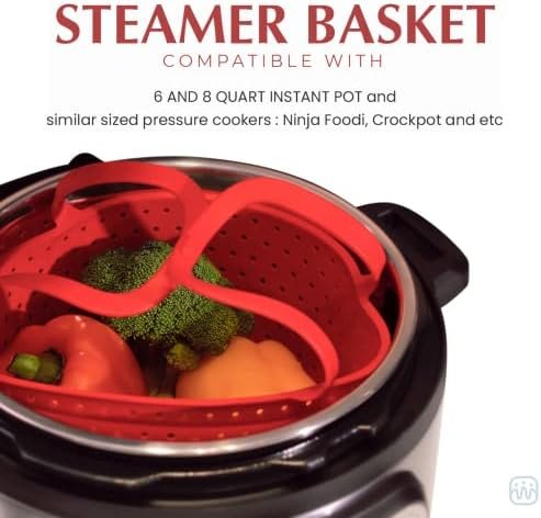 WAVELU Silicone Steamer Basket for 6 & 8 qt Instant Pot | Food Safe BPA-Free | Easy Steaming Food & Vegetable | Insta Pot, Ninja Pressure Cooker Accessories | Rust and Dent Free - Image 4