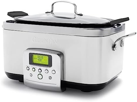 GreenPan Elite 8-in-1 Programmable 6QT Electric Slow Cooker,Dishwasher Safe Lid & Removable Crock, PFAS-Free Healthy Ceramic Nonstick Multi-Cooker,Sear, Sauté/Brown,Steam Basket,Roast, Cream White - Image 2