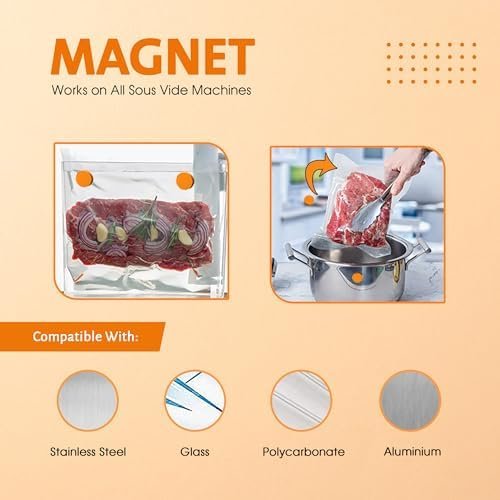 Sous Vide Weight Magnets by AKS Co - 10-Pack Food Safe Silicone-Coated Magnets, Designed for Sous Vide Machines to Immerse Food Bags & Prevent Floating/Undercooking - Includes Kitchen Tongs - Image 5