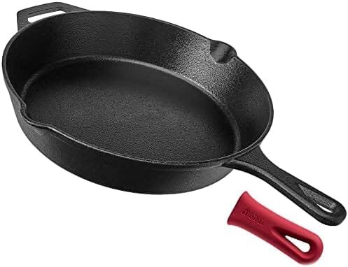 Cuisinel Cast Iron Skillet - 12-Inch Frying Pan with Assist Handle and Pour Spouts + Silicone Grip Holder Cover - Preseasoned Oven Safe Cookware - Indoor/Outdoor Use - Grill, Stovetop Safe - Image 7