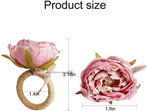 Flower Napkin Rings Set of 8,Pink Peony Flower Handmade Napkin Holder Rings Table Decorations for Wedding,Fall,Daily Party,Picnics,Banquet,Luncheons,Birthday,Christmas,Valentine's,Thanksgiving - Image 6