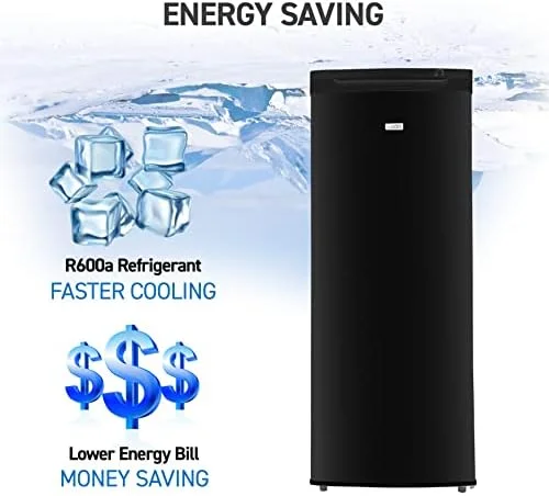 Commercial Cool Upright Freezer, Stand Up Freezer 6 Cu Ft with Reversible Door, Black - Image 8