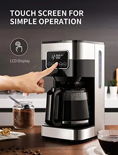 SHARDOR Drip Coffee Maker, Programmable 10-cup Coffee Machine with Touch Screen, Coffee Pot with Timer, Auto Shut-off, Reusable Filter, Home and Office, Black & Stainless Steel - Image 3