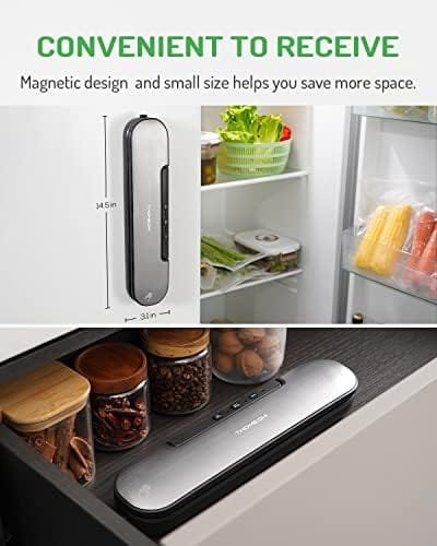 TWOMEOW Vacuum Sealer, Compact Slim Food Sealer Machine with Starter Kit, Automatic Sealing System for Sous Vide Cooking and Food Preservation, Vertical Vacuum Sealer Storage, Black - Image 6