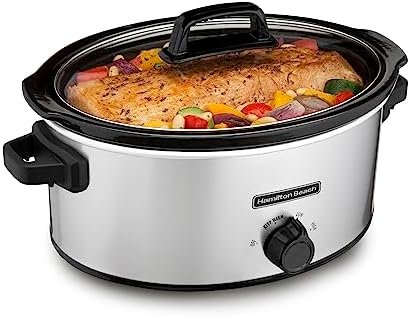Hamilton Beach 6-Quart Slow Cooker with 3 Cooking Settings, Dishwasher-Safe Stoneware Crock & Glass Lid, Silver (33665) - Image 2