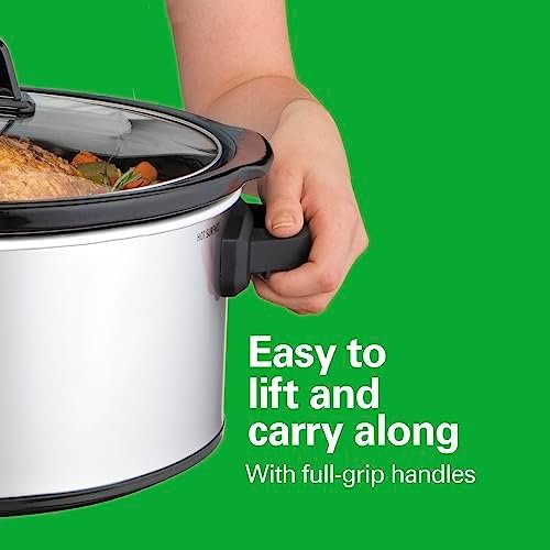 Hamilton Beach 6-Quart Slow Cooker with 3 Cooking Settings, Dishwasher-Safe Stoneware Crock & Glass Lid, Silver (33665) - Image 5