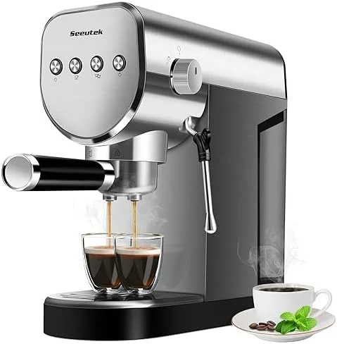 Seeutek Espresso Machine, 20 BAR Espresso Maker with Milk Frother Steam Wand, Compact Espresso Coffee Machine with 30oz Removable Water Tank, 1350W, Cappuccino/Latte Machine for Home - Image 2