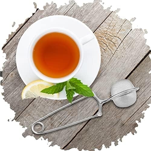 Yinder 36 Pcs Snap Tea Infuser Tea Steeper Stainless Steel Mesh Ball with Handle Tea Strainers for Loose Tea Metal Tea Filter Holder Tong Pincer Steeper Reusable - Image 8