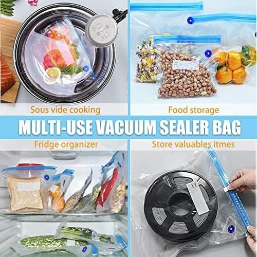 Daarcin 3 Size 40pcs Sous Vide Bags BPA Free Reusable Vacuum Sealer Bags Kit Keep Food Flesh with 1 Vacuum Hand Pump and 2 Sealing Clips - Image 6