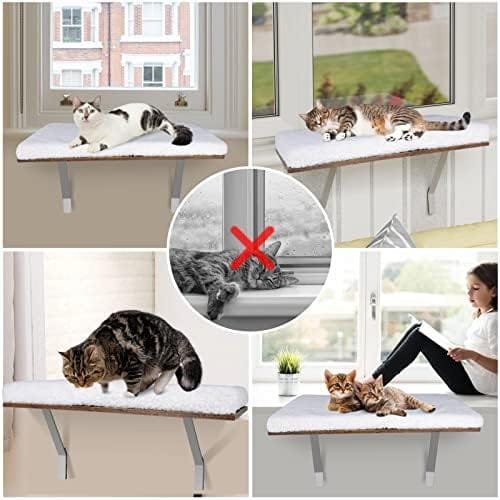 Kphico Large Window Cat Bed,Solid Wood Cat Sill Window Perch with Lamb Wool Pad & Metal Frame,Cat Window Perch Seat for Large Indoor Cats,Easy Assemble,Hold Up to 40lbs - Image 8