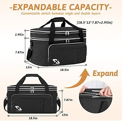 Golkcurx Double Layer Slow Cooker Bag for 6-8 Quart Oval CrockPot and Hamilton Beach Models, with Padded Adjustable Strap, Top Zip Compartment, and Front Pocket for Utensils(Bag Only) - Image 3