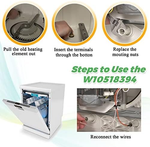 W10518394 PS8260087 Dishwasher Heating Element by Techecook - Fit for Whirlpool Kenmore Amana Maytag Dishwasher - Replaces W10134009 AP5690151 8194250 8563007 W10518394VP - Image 7