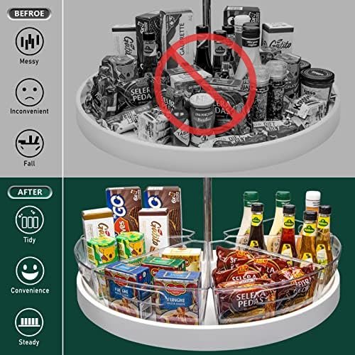 JEISSLIA Lazy Susan Cabinet Organizer Bins for 26" or 28" Diameter Corner Lazy Susan, Plastic Cabinet Storage Bin, 1/8 Wedge-Food Safe, BPA Free, with Non-slip Pads (For 26" Lazy Susan, 6 Pack) - Image 4