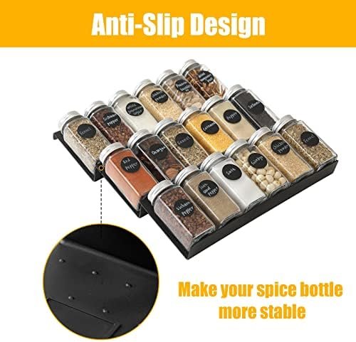 Famhap Spice Drawer Organizer, 6 Tier Expandable from 11.6" to 23.2" Seasoning Rack Tray Insert for Kitchen Drawers, Spice Rack Drawer for Spice Jars, Black(Jars not included) - Image 5