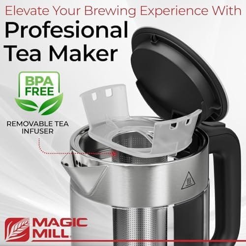 Magic Mill Pro Electric Kettle with tea Infuser and Temperature Control - Keep Warm Function, Rapid Boil, Automatic Safety Shut Off, BPA Free, No Plastic on Water, British Patent Technology,Large 1.7L - Image 5