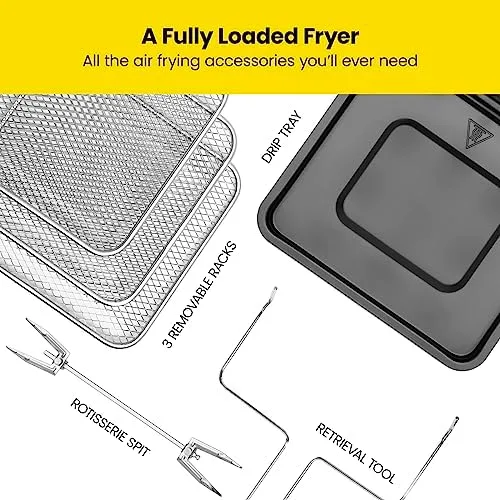 CHEFMAN Multifunctional Digital Air Fryer+ Rotisserie, Dehydrator, Convection Oven, 17 Touch Screen Presets Fry, Roast, Dehydrate, Bake, XL 10L Family Size, Auto Shutoff, Large Easy-View Window, Black - Image 10