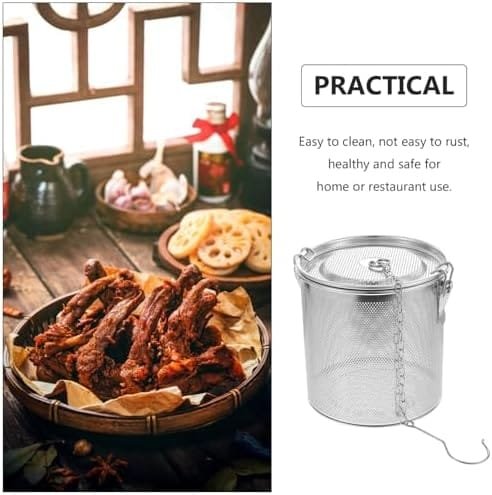 Hemoton Stainless Steel Seasoning Strainer Tea Ball Filter Soup Seasonings Seperation Basket Loose Leaf Tea Infuser for Home Restaurant Kitchen (6.3 * 6.3 * 6.3inch) - Image 5