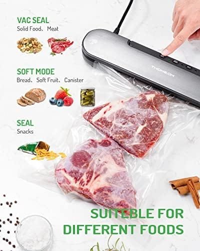 TWOMEOW Vacuum Sealer, Compact Slim Food Sealer Machine with Starter Kit, Automatic Sealing System for Sous Vide Cooking and Food Preservation, Vertical Vacuum Sealer Storage, Black - Image 3