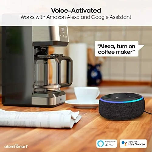 Atomi Smart WiFi Coffee Maker - No-Spill Carafe Sensor, Black/Stainless Steel, 12-Cup Carafe, Reusable Filter, Customization Features, Control with Voice or App, Works with Alexa and Google Assistant - Image 5