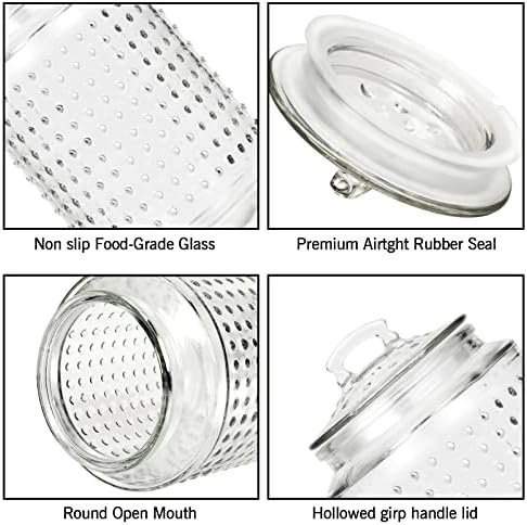 Glass Canisters Set with Airtight Seal Lids 3 PC, Large Kitchen Glass Food Storage Canisters in 71, 47, 23 ounces Embossed Design for Pasta Candy Pet Treats Flour Nuts(15 Free Food Storage Bags) - Image 5