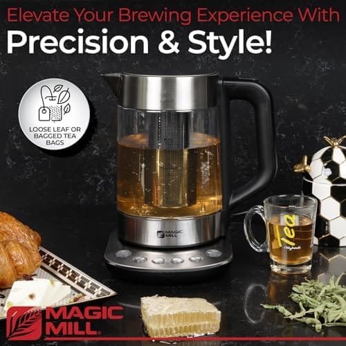 Magic Mill Pro Electric Kettle with tea Infuser and Temperature Control - Keep Warm Function, Rapid Boil, Automatic Safety Shut Off, BPA Free, No Plastic on Water, British Patent Technology,Large 1.7L - Image 8