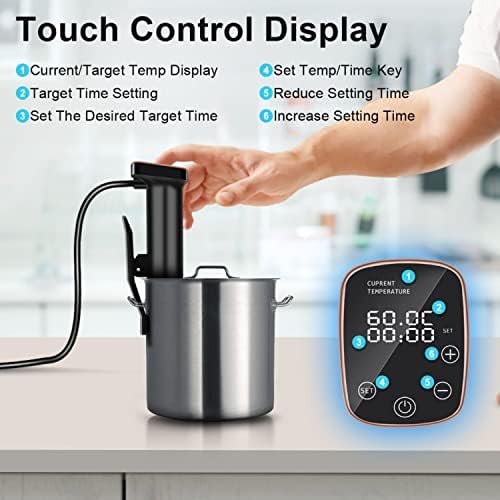 Upesitom Sous Vide Machine 1100W Sous Vide Cooker, IPX7 Waterproof Immersion Circulator Precisional Cooker with Temperature Control, Digital Timer, Ultra-quiet & Fast Heating, Touch Control - Image 7