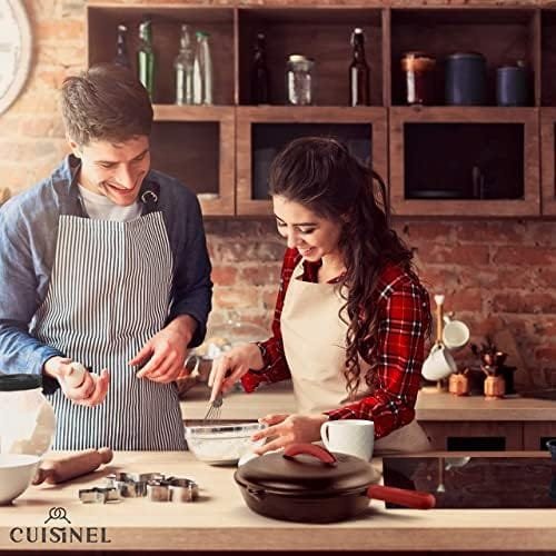 Cuisinel Cast Iron Skillet with Lid - 12"-inch Pre-Seasoned Covered Frying Pan Set + Silicone Handle & Lid Holders + Scraper/Cleaner - Indoor/Outdoor, Oven, Stovetop, Camping Fire, Grill Safe Cookware - Image 7