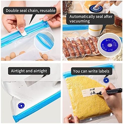 Reusable Sous Vide Bags, 20 PCS 3 Sizes (10 Pcs 8.5"x8", 5 Pcs 11"x 10" and 5 Pcs 13.5"x 10") Vacuum Sealer Zipper Bags for Food Storage, 3-in-1 Large Sous Vide Vacuum Bag for Meal Prep or Storage - Image 5