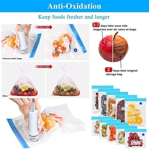 Sous Vide Bags 30 Vacuum Sealer Reusable BPA Free Food Bags 3 Sizes Vacuum Zipper Bags 4 sealing clips 4 sous vide bag clips 1 hand Pump Joule Cookers Anova Food Storage Preservation - Image 4