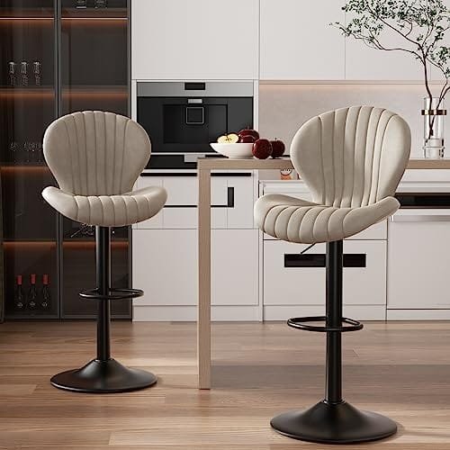 Nalupatio Bar Stools Set of 2 Modern Swivel Bar Chairs, Barstools Counter Height with High Backrest, Easy 3-5 Minute Assembly for Bar, Kitchen, Dining Room Beige - Image 2