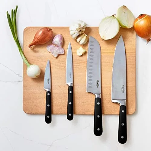 Martha Stewart Eastwalk 14 Piece High Carbon Stainless Steel Cutlery Knife Block Set w/ABS Triple Riveted Forged Handle Acacia Wood Block - Matte Black - Image 3
