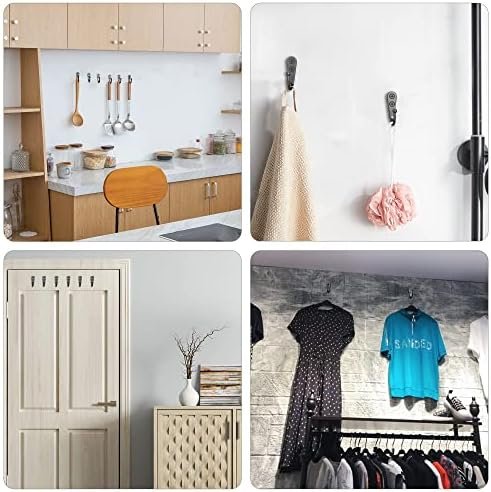 PRIGVOT 15 Pcs Black Wall Mounted Coat Hooks, Hanger Hook with 50 Pieces Screws for Towel, Key, Robe, Scarf, Bag, Cap, Coffee Cup, Mugs - Image 5