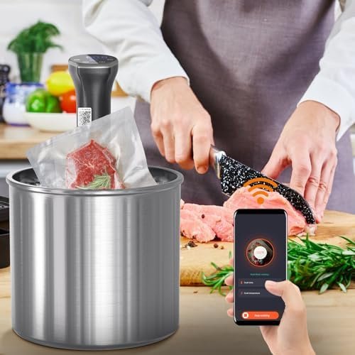 Upesitom Sous Vide Machine, 1100W Upgraded WIFI Sous Vide Cooker Ultra-quiet Working Cooker Immersion Circulator with Recipes(App Included), Accurate Temperature, Digital Timer, IPX7 Waterproof - Image 4