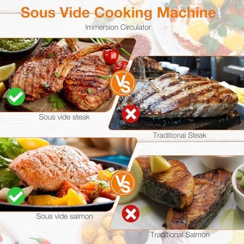 Upesitom Sous Vide Machine, 1100W Upgraded WIFI Sous Vide Cooker Ultra-quiet Working Cooker Immersion Circulator with Recipes(App Included), Accurate Temperature, Digital Timer, IPX7 Waterproof - Image 3