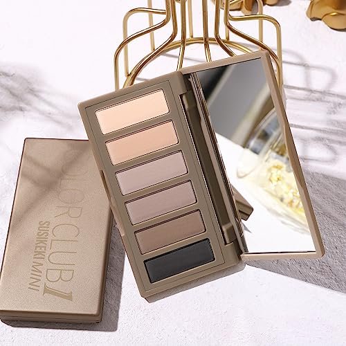 SUSIKEKI 6 Colors Mini Naked Eyeshadow Makeup Palette Neutral Nude Smoky Eye Shadow Taupe & Brown Matte Make Up Pallet with Mirror Highly Pigmented Long Lasting Waterproof Travel Size Gift Kit 01 - Image 8