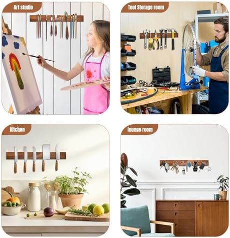 The Amador Store Magnetic Knife Holder for Kitchen - Premium 16-inch Wooden Magnetic Knife Strip for Wall | Wall Mount Knife Rack | Knives, Utensils & Tools Organizer - Easy to Install - Image 7