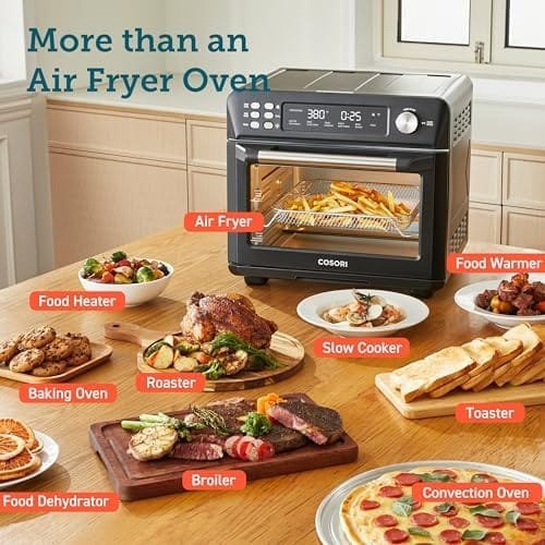 COSORI Air Fryer Toaster Oven, 12-in-1, 26QT Convection Oven Countertop, with Toast, Bake, and Broil, Smart, 6 Slice Toast, 12'' Pizza, 75 Recipes&Accessories, Black - Image 3